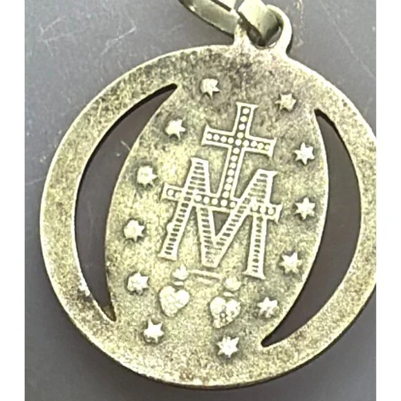 VTG Miraculous Medal Pendant Cutout Open Frame Catholic Holy Mother Religious - Picture 7 of 9